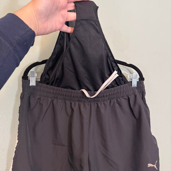 Puma Shorts Womens M/L Black White Side Stripe with Liner Running Athletic Gym - Picture 4 of 7